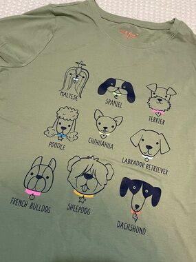 Cat & Jack Girl’s Olive Green Dog Breed Graphic Tee